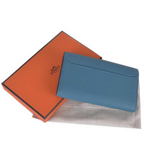 Cheap Fake Top Quality Hermes Constance Long Wallets Blue Calfskin Leather - Click Image to Close